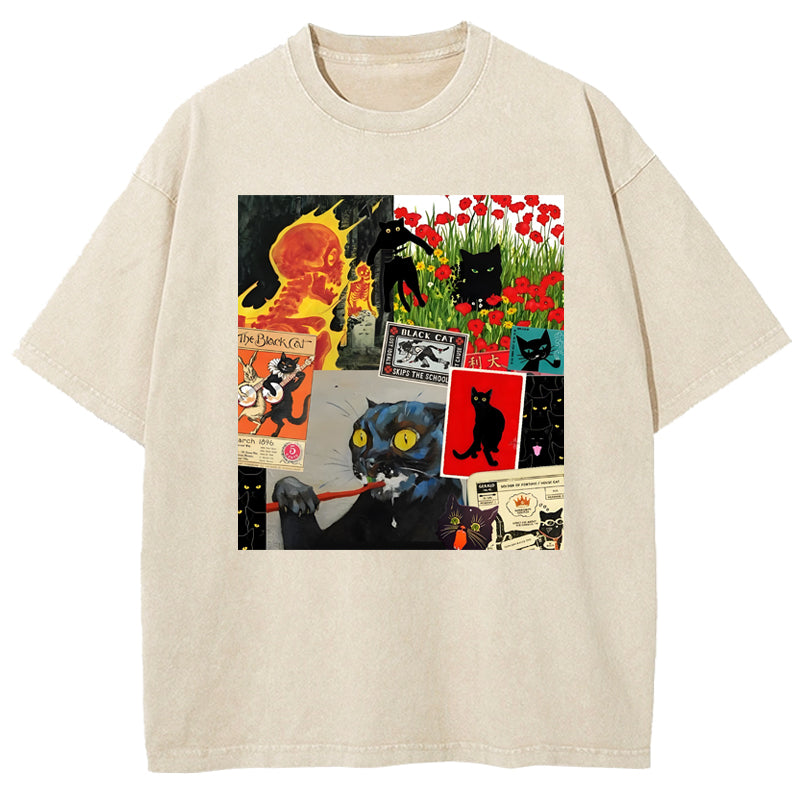 Abstract cat illustration Washed T-Shirt