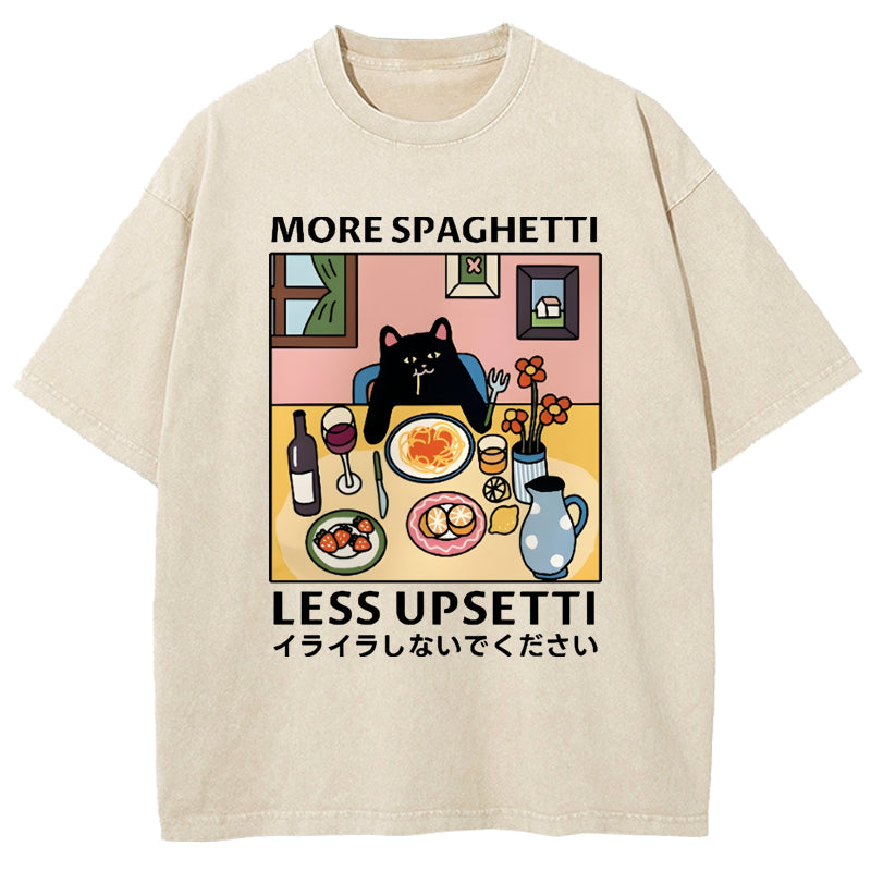 Spaghetti Black Cat Vintage Washed T-Shirt