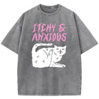 Itchy & Anxious White Cat Washed T-Shirt