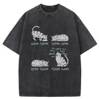 Cat's Schedule Washed T-Shirt