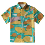 Cute Capybaras Taking A Bath Button-up Shirt
