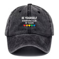 Inspirational Quote With Rainbow Hearts Washed Cap