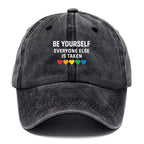 Inspirational Quote With Rainbow Hearts Washed Cap