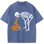Candies Funny Halloween Skeleton Washed T-Shirt