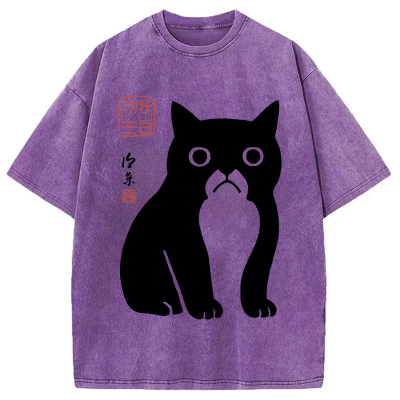 Funny Zen Cat Meme Washed T-Shirt