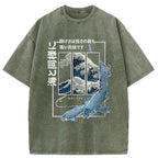 Ukiyoe Waves And Fish Washed Vintage T-Shirt