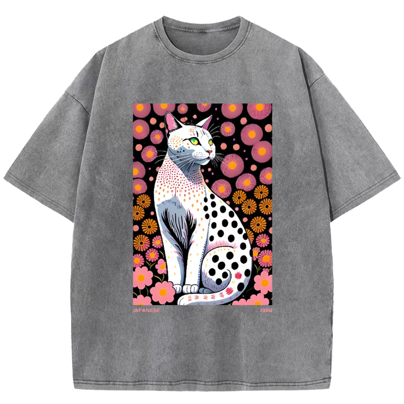 White Cat Vintage Washed T-Shirt