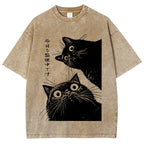 The Cat is Watching Today Washed T-Shirt