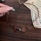 Cute Wooden Kitten Pendant Necklace