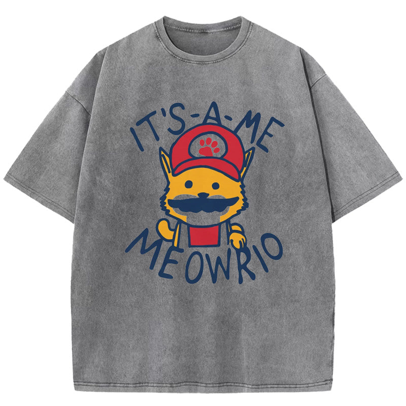 lt's-a-me Meowrio Washed T-Shirt