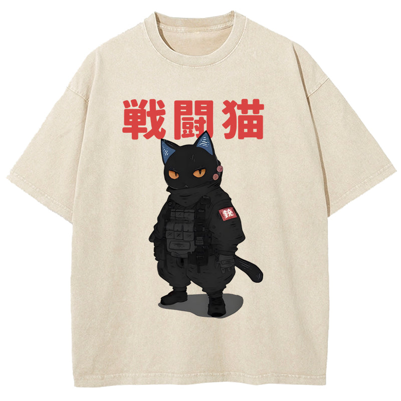 Fighting Cat Washed T-Shirt