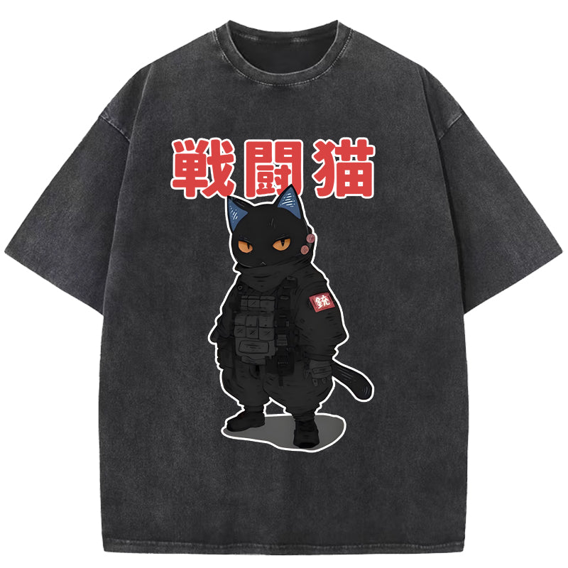 Fighting Cat Washed T-Shirt