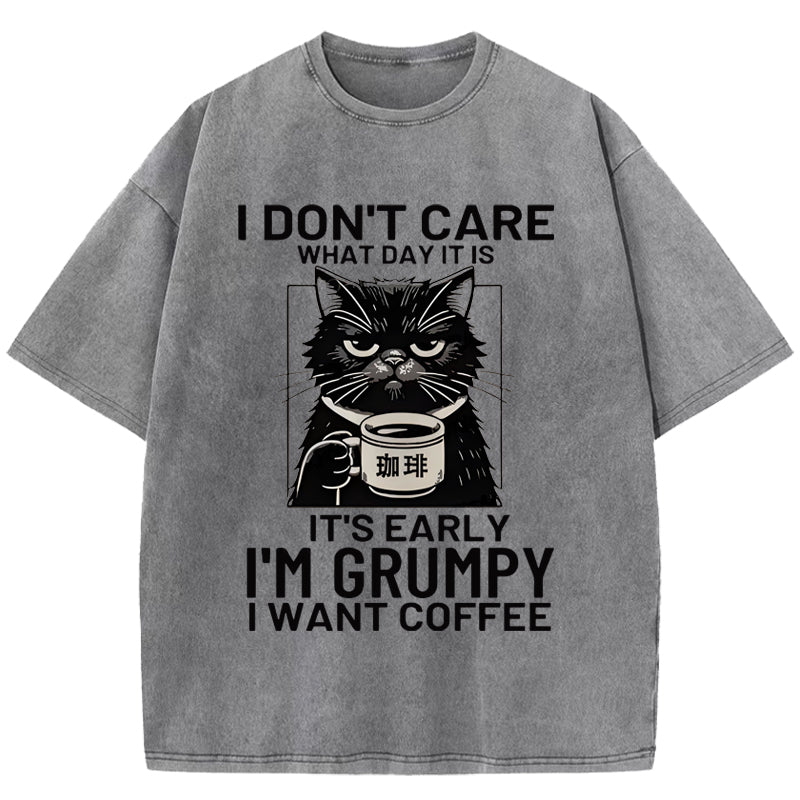 Funny Grumpy Cat Washed T-Shirt