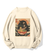 Hippo eating ramen Cotton Sweatshirt
