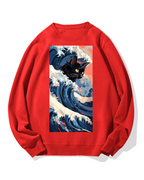 Cat of the Great Wave off Kanagawa Cotton Sweatshirt
