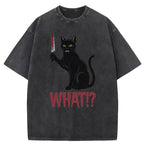 Fierce Black Cat Washed T-Shirt