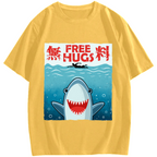 Free Shark Hug Cotton casual T-shirt