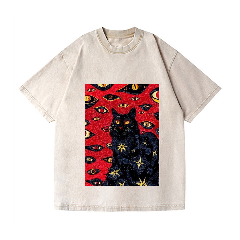 Cat Vintage Wash Japanese Design T-Shirt