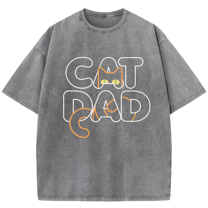 Cat Dad Washed T-Shirt