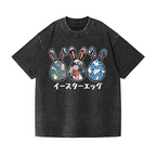 Rabbit Easter Eggs Vintage Wash Japanese Design T-Shirt