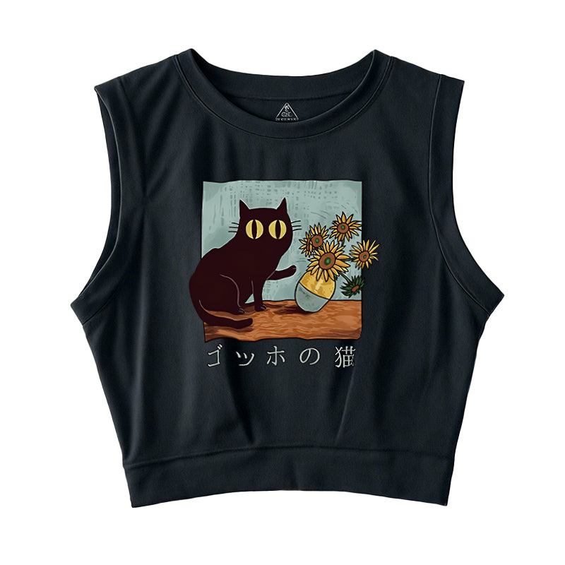 Van Gogh's Cat Sleeveless Crop Top