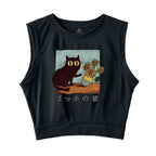 Van Gogh's Cat Sleeveless Crop Top