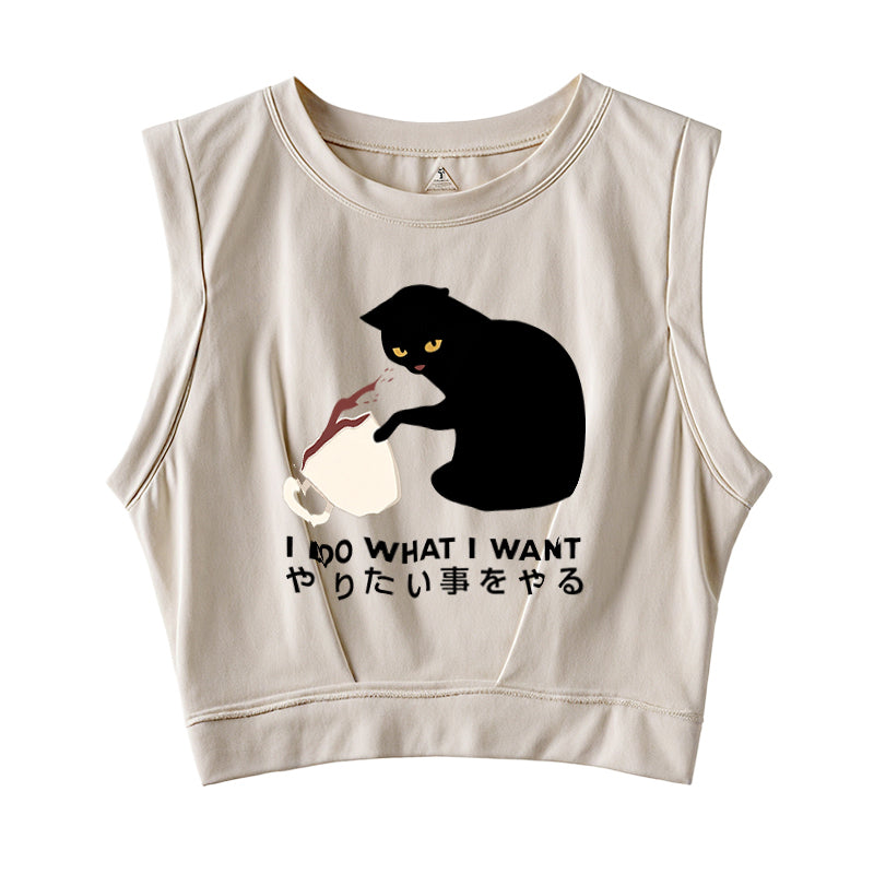 Tsundere Cat Funny Sleeveless Crop Top