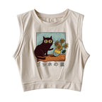 Van Gogh's Cat Sleeveless Crop Top