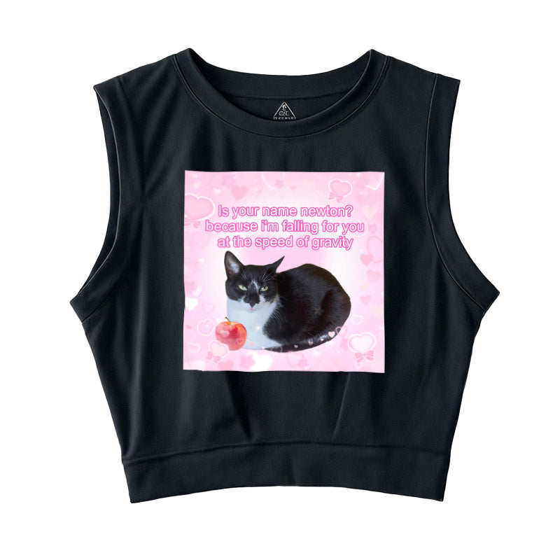 Is Your Name Newton Sleeveless Crop Top