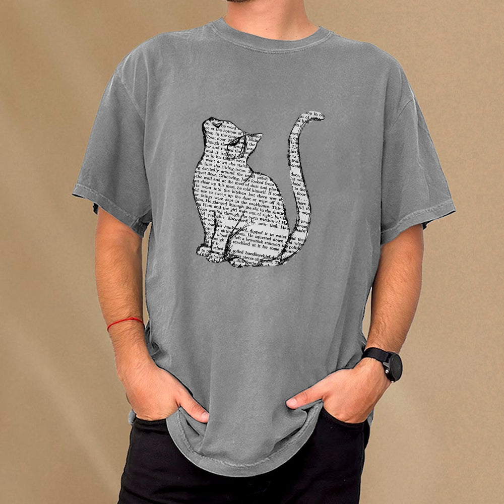 Lots Of Books And Cute Cats Unisex Washed T-shirt
