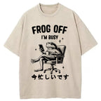 Busy Frog Funny Washed T-Shirt