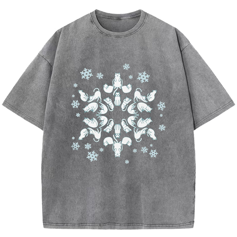 Cat Snowflake Washed T-Shirt
