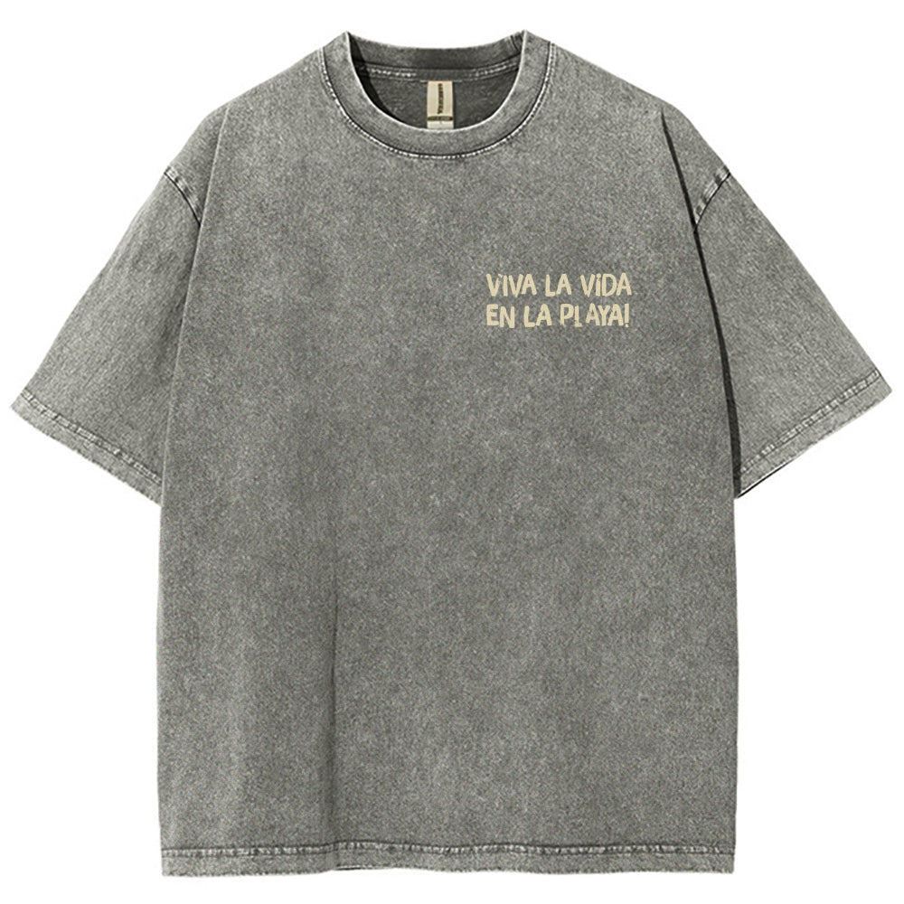 Polka Dot Fish Washed Vintage Short Sleeves T-Shirt