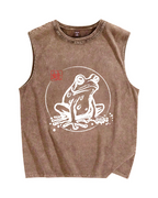 Japanese Frog Vintage Distressed Washed Tank Top