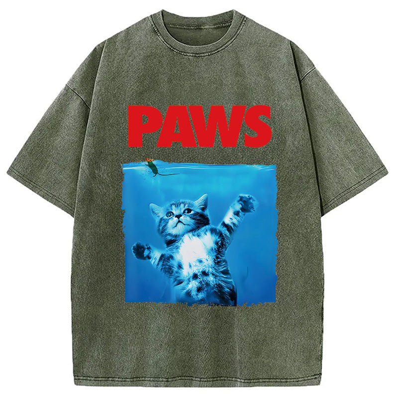 Paws Cat Meme Washed T-Shirt