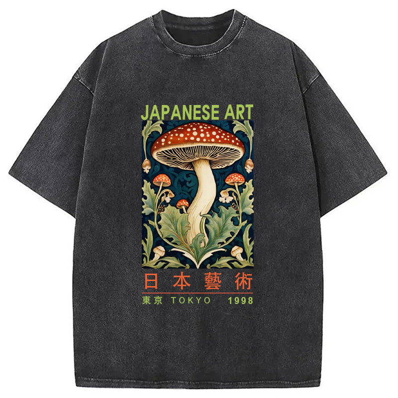 Japanese Art Mushroom Vintage Washed T-Shirt