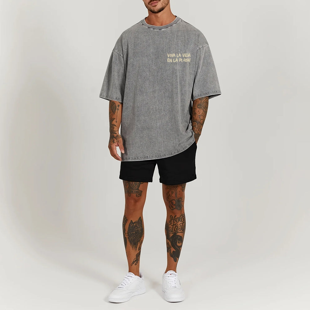 Polka Dot Fish Washed Vintage Short Sleeves T-Shirt