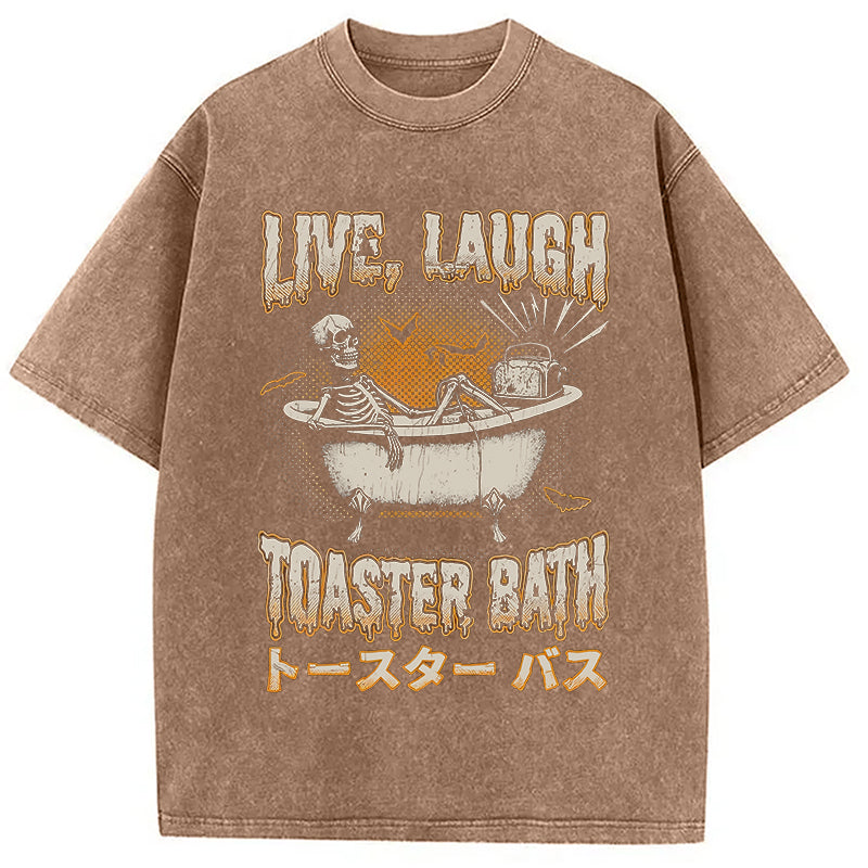 Skeleton Taking A Bath Washed T-Shirt