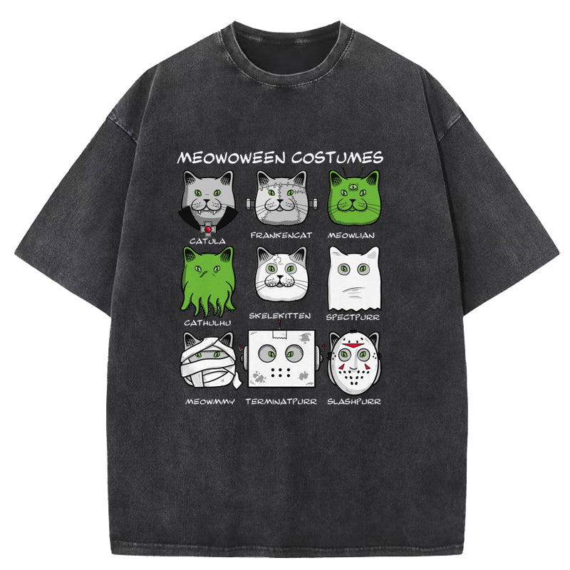 Meowoween Costumes Washed T-Shirt