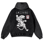 Tiger Vintage Washed Cotton Back Art Hoodie
