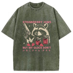 Strawberry Jams Glock Funny Raccoon Washed T-Shirt