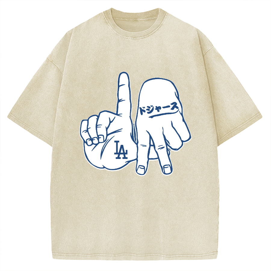 LA  Sign & Baseball Vintage Washed T-shirt