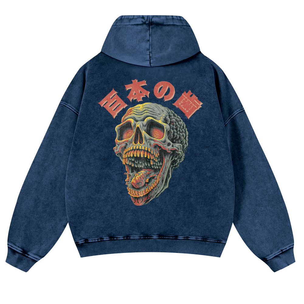 Skull Vintage Washed Cotton Back Art Hoodie