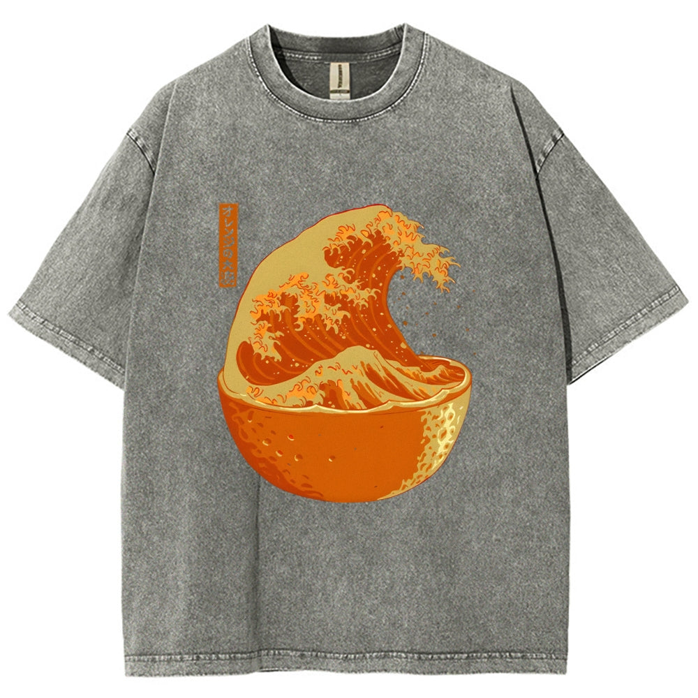 The Great Wave Off Orange Washed T-Shirt