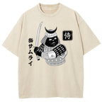 Cat Samurai With Sword Washed T-Shirt
