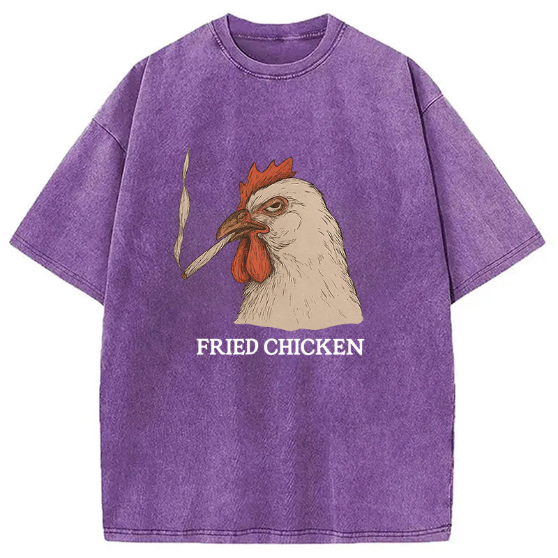 Fried Chicken 420 Smoking Meme Washed T-Shirt