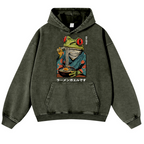Frog Ramen Vintage Washed Thick Cotton Hoodie