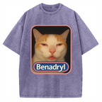 Benadryl Meme Cat Vintage Washed T-shirt