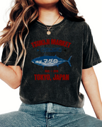 Japanese Tuna Pattern Vintage Distressed T-shirt