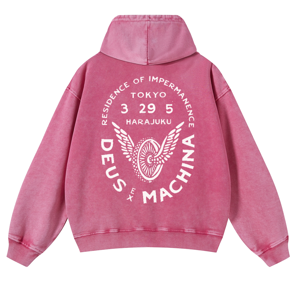 Harajuku Vintage Washed Cotton Back Art Hoodie